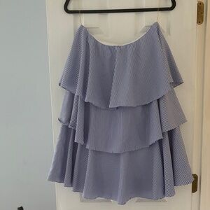 Tiered Blue Striped Women's Dress